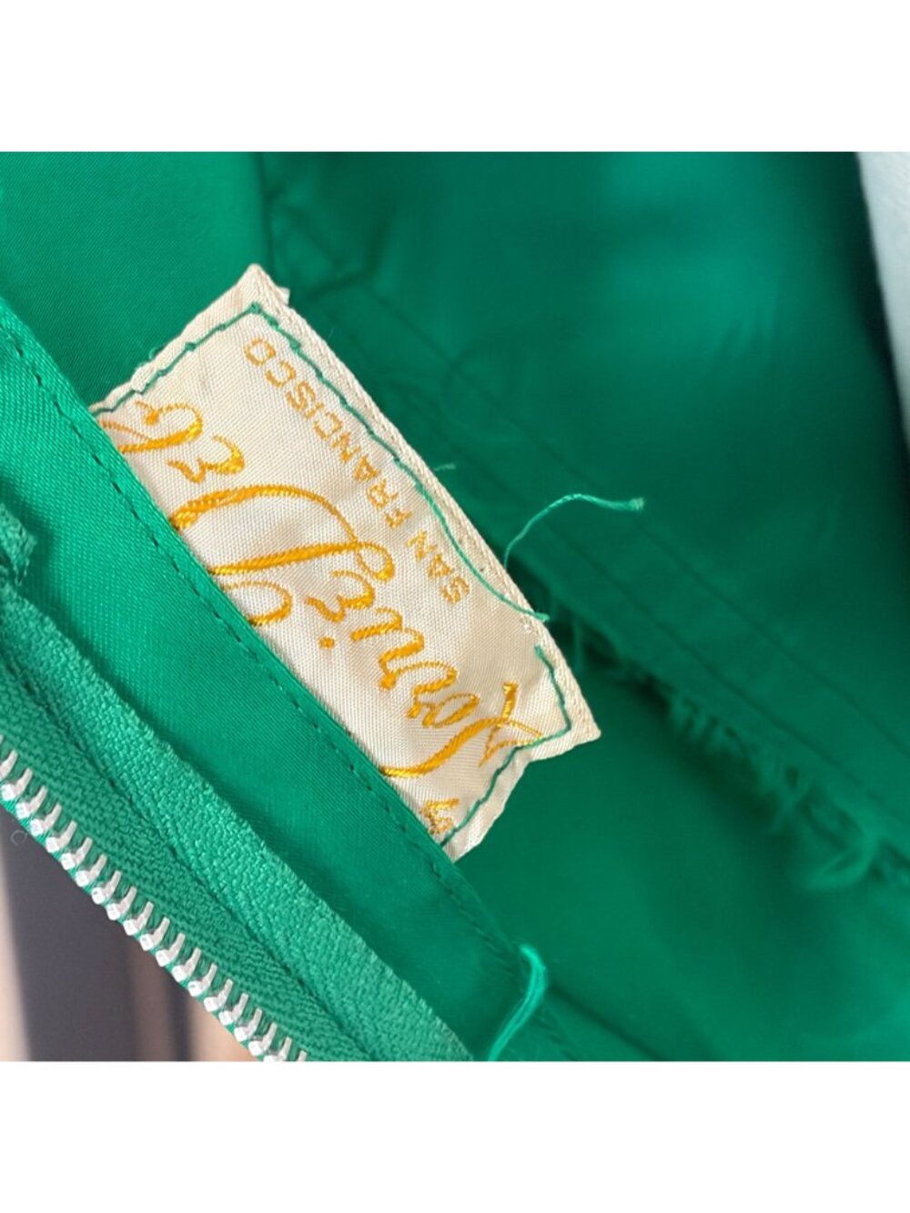 Vtg Lorrie Deb San Francisco Emerald Green Satin Cocktail Dress XS 1950s - Picture 6 of 9